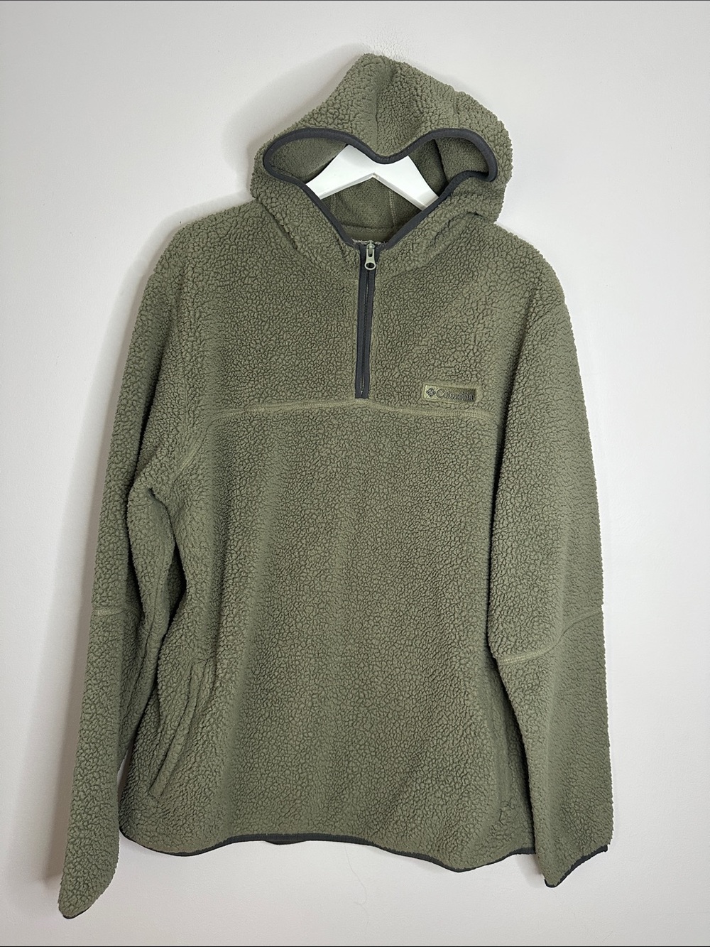 Columbia Olive Green Sherpa Half-Zip Hoodie size XL